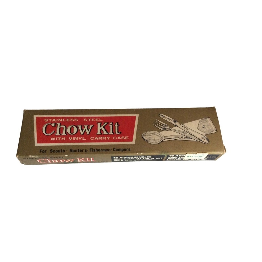 Stainless Steel Chow Kit Vinyl Carry Case For Camping Scouts Hunters Fishermen